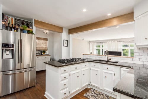 upper arlington kitchen remodel with structural beams added