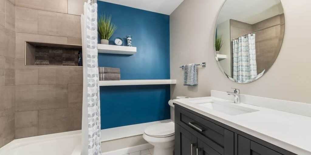 bathroom remodel with integrated storage solutions