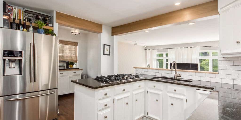 upper arlington kitchen remodel with structural beams added